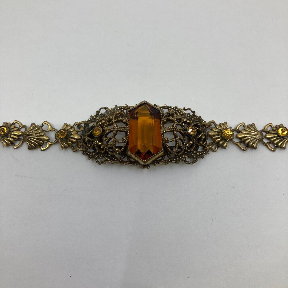 Vtg 1920 Max Neiger ? topaz glass bracelet